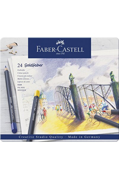 Faber Castell Creioane colorate 24 de culori Goldfaber Cutie metalică Faber-C...