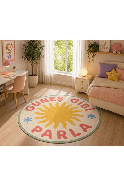 Rugs Modern Halı "Aura" Serisi - Güneş Gibi Parla Yazılı Motivasyon Temalı Yu...