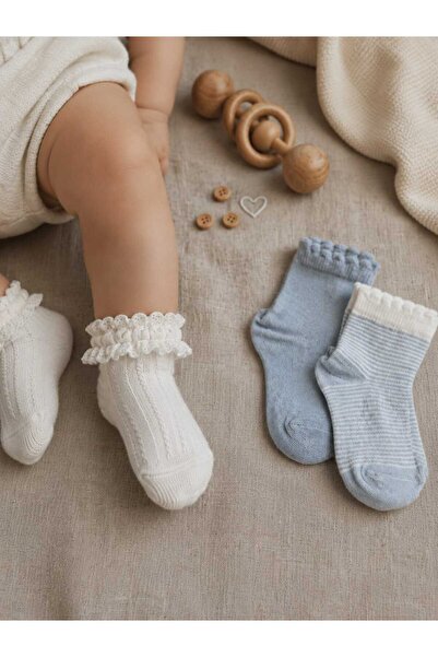 KAŞE ÇORAP Organik Pamuklu Yumuşak Dokulu Fırfırlı Bebek Soket Çorap