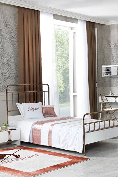 Palmera Elegant Rose Gold Modern Karyola 120x200 - USB Şarj Portlu Beyaz Genç...