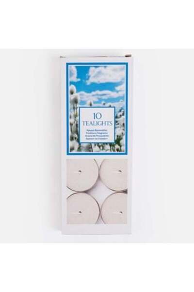SHOPIENS Lumânări albe tip tealight cu parfum proaspăt Ø3.5 x 1.5 cm - 10 bucăți