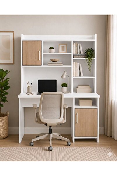 UDECCO MOBİLYA Arven Kitaplıklı Çalışma Masası Home Office Bilgisayar Masası ...