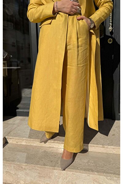 QOOQ STORE 26SS323 Lin Kadın Pantolon Sarı