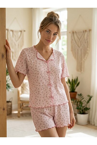 Boxtobox Yazlık V Yaka Kaşkorse Fiyonk Detaylı Pijama Takımı