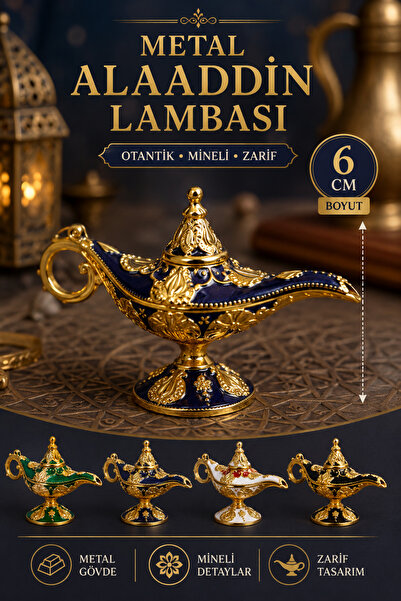 Tamsena Store Dekoratif Metal Alaaddin Lambası Mineli Otantik Tasarım Biblo 6...