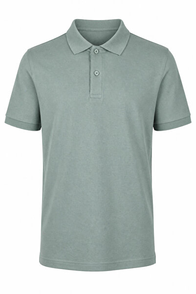trender 2127 Plain Pique Green Men's Polo Neck T-Shirt 26Yl71L58019