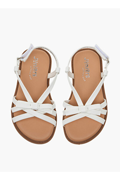 Juniors Girls Bow Accent Hook & Loop Sandals