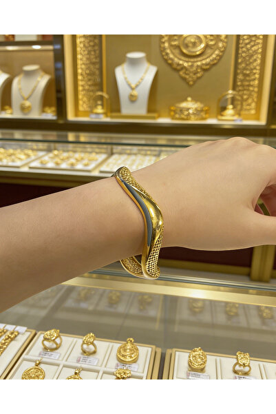 ALZAHR 24K gold plated women's bangle, openwork closed bangle, elegant and lu...