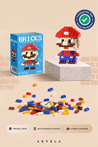Bricks make a wise life Mario Karakteri - Eğitici Oyuncak Yapboz - Orijinal