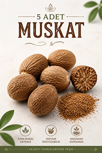 ANADOLU HASAT Muskat Cevizi 5 Adet Doğal Tane Muskat Baharatı