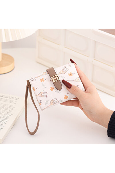 rinkadoll Cream Color Small Size Soft Textured Giraffe Printed Strap Portfoli...