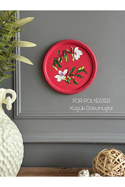 FOR POLYESTER Küçük Dokunuşlar Dekoratif Flowers Duvar Aksesuarı Yuvarlak Pan...
