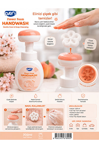 Dayz DAY’S Flower Foam Handwash Şeftali Kokulu Köpük Sabun 300 ml