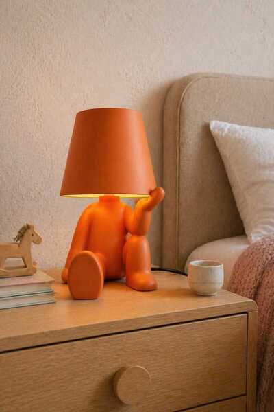Layera Home Modern Turuncu Figürlü Masa Lambası | USB LED Gece Lambası | Çocu...