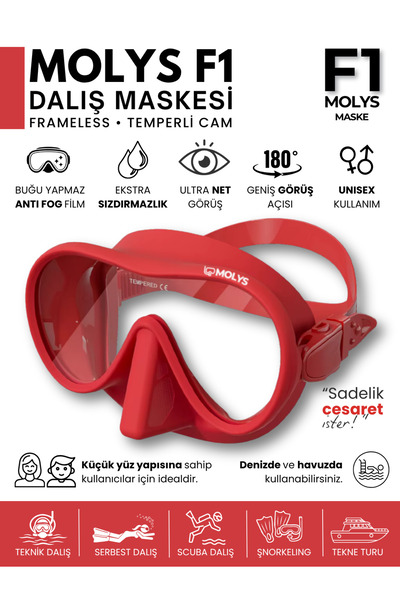 MOLYS F1 PRO DALIŞ MASKESİ + ANTI FOG (BUĞU ÖNLEYİCİ FİLM) ATEŞ KIRMIZISI
