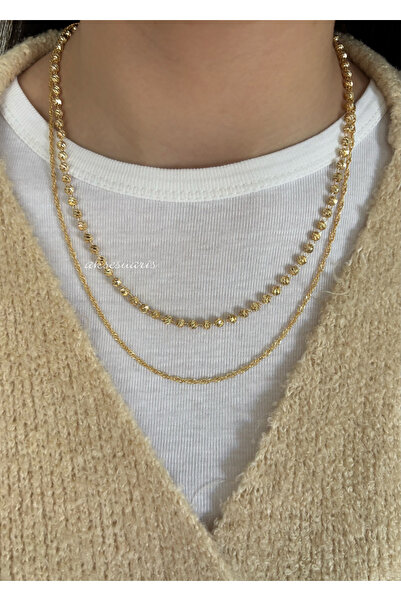 aksesuaris 2-Piece Glitter Ball Women's Necklace
