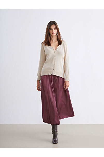 LC Waikiki Satin Pleated Skirt with Elastic Waist