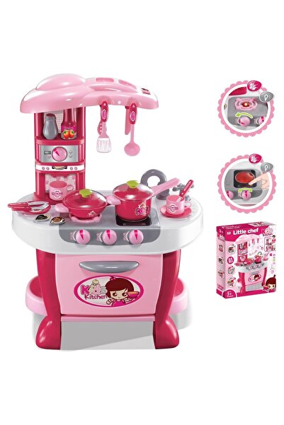 Junios Bucatarie de jucarie cu 31 accesorii incluse, sunete si lumini, Pink C...