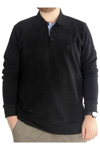 cusseli Large Size Men's Sweat Polo with Thessaloniki Embroidery C20440 Black