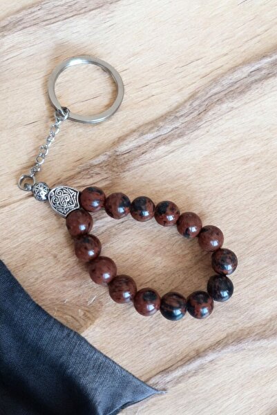 Zodyak Doğal Taş Agate Keychain Natural Prayer Beads Model Natural Stone Stee...