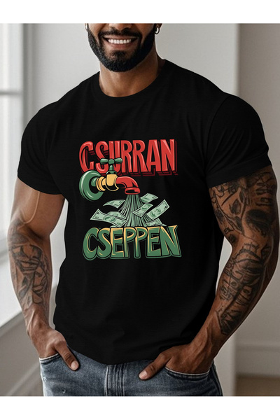Aura YIO تي شيرت رجالي بنمط Csurrán Cseppen مضحك