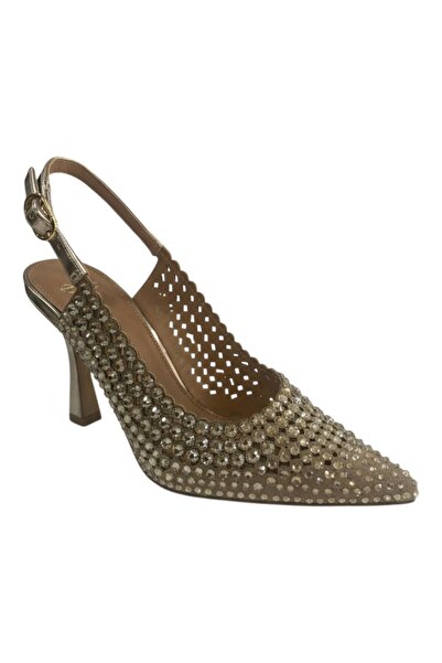 Exe Shoes Γυναικείες Γόβες 700-028 SLINGBACK Πλατίνα Στράς W47000285Z36