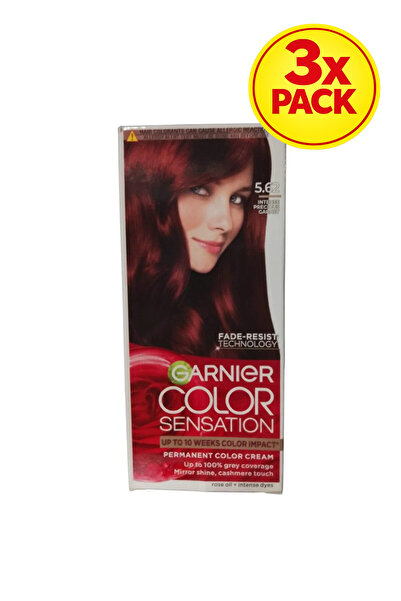 Garnier 3x ΠΑΚΕΤΟ Color Sensation Μόνιμη Βαφή Μαλλιών με Αμμωνία 5.62 Πολύ Έν...