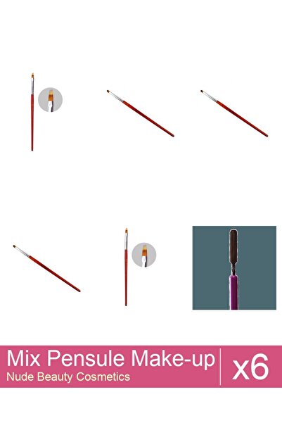 Makeup Set Mix 6 products Makeup Brushes: Cat's Tongue Gel Brush - no.4, Oran...