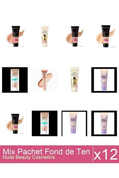 Makeup Set Mix 12 produse Fond De Ten: Fond de ten, Eveline Cosmetics, Satin ...