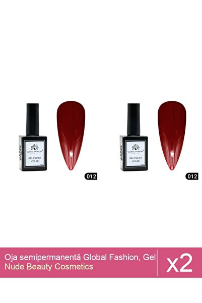 Makeup Set 2x Oja semipermanentă Global Fashion, Gel polish Elite Glow 15 ml,012
