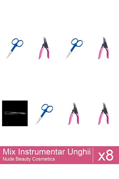 Makeup Set Mix 8 produse Forfecute: Penseta profesionala neagra subtire - One...