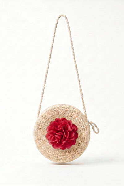 Luludy Kids Girl's Straw Bag with White Flower Detail