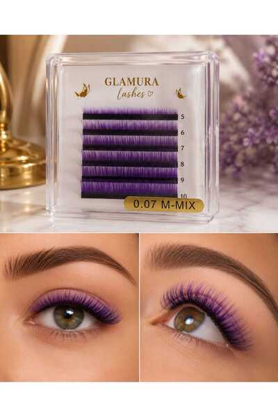Glamura Lashes Extensii Gene Colorate Glamura Lashes, Deep Purple, Curbura M,...