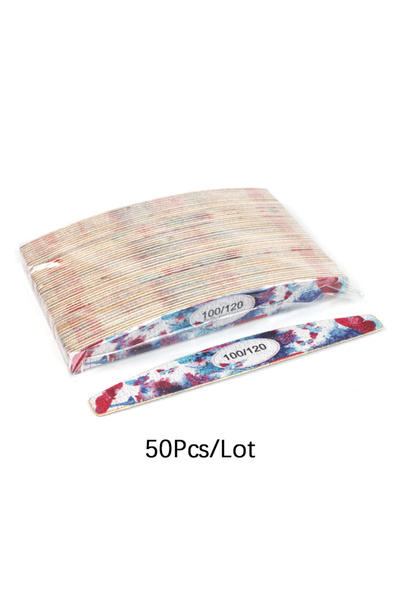 Choice4 50 قطعة مبرد أظافر خشبي مطبوع بحبيبات 100-120، 10/20/50 قطعة، مزدوج ا...