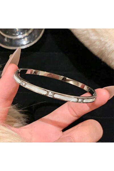 Choice3 إسوارة فضية من التيتانيوم مرصعة بالزركون للنساء، سوار أنيق راقي، تصمي...