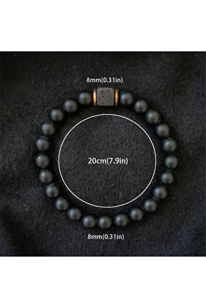 Choice 20cm Onyx Men's natural Lava stone bracelet，Black agate jewel bracelet...
