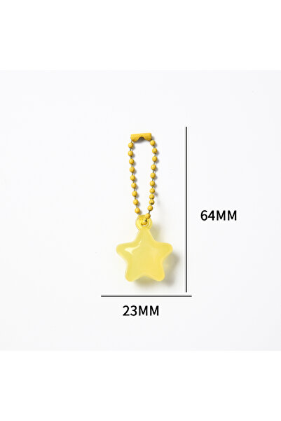 Choice22 1 pcs Yellow Cute Star Shaped Beaded Chain Keychain - Colorful Acryl...