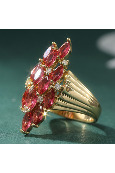 choice2 7 Gold-color B292 Charm Gorgeous Rose Red Synthetic Zirconia Ring for...