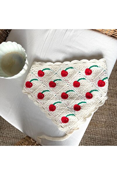 Alice İsstanbul Cherry Patterned Knitted Triangle Bandana