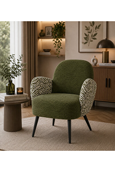 N.zone Luxury Modern Fabric Lounge Chair 80X74X68Cm – Elegant Design with Emb...