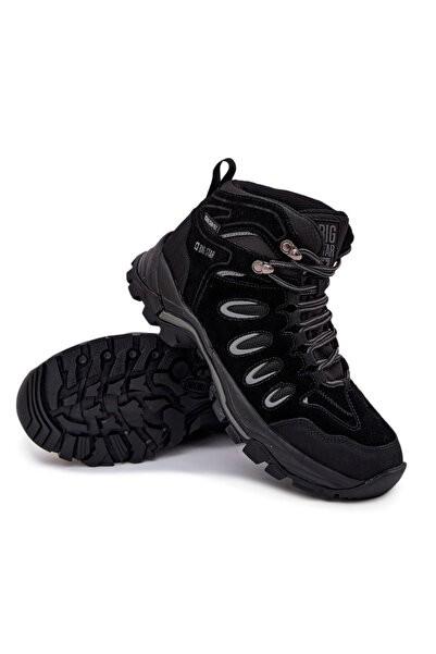 Big Star Shoes Men's Leather Hiking Shoes Big Star OO17433 HI-POLY SYSTEM Bla...