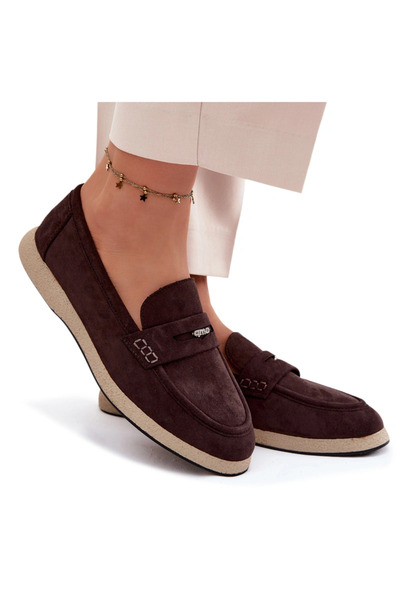 Vinceza Women's Suede-Look Loafers 62273 Chocolate 39