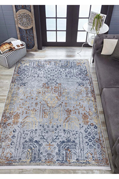 halinet Halı.Net Gray Vintage Antique Washable Non-Slip Living Room Carpet Ha...
