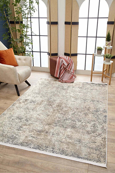 halinet Halı.Net Beige Vintage Antique Washable Non-Slip Living Room Carpet H...