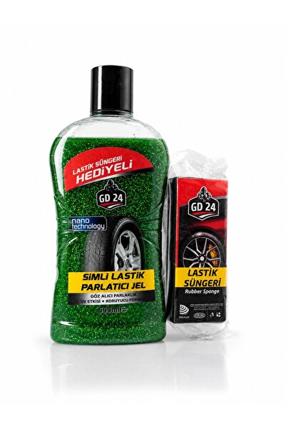 GD 24 GD24 Simli Lastik Parlatıcı Yeşil Jel (500 ml) – Sünger Hediyeli