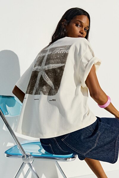 Bershka Oversize baskılı tişört