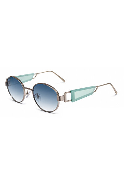 Toz Vintage Yeloria Mavi-Yeşil Detaylı Gold Metal Vintage Retro Güneş Gözlüğü...