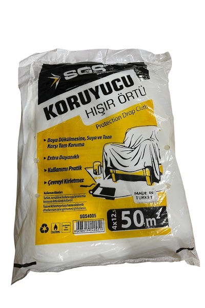 Şeffaf Naylon Koruyucu Hışır Örtü 4X12,5 M (50 M²) Boya Badana Örtüsü