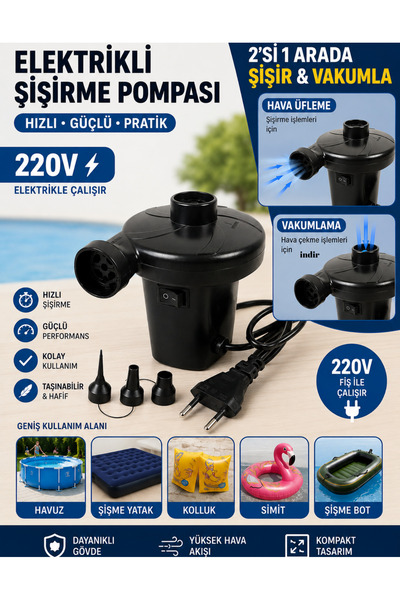 LRS STORE 220V Elektrikli Şişirme Pompası & Vakum Makinesi | Şişme Yatak Havu...
