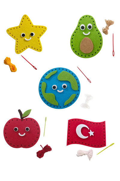 KECENGUZELTASARIM 5 Adet Kendin Yap Keçe Dikiş El Sanatları Seti, Karışık Fig...